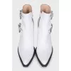 White leather ankle boots