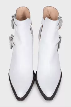 White leather ankle boots