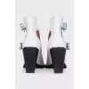 White leather ankle boots