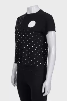 Slim-fit polka dot print T-shirt