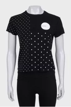 Slim-fit polka dot print T-shirt