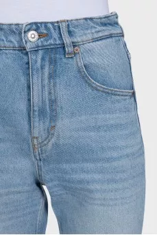 High-waisted straight leg jeans with a distressed effect