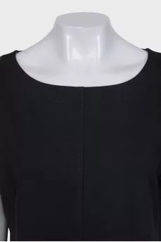 Black straight-cut dress with patch pockets