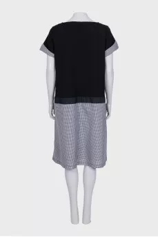 Black straight-cut dress with patch pockets