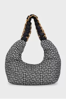 Two-tone textile bag with a signature print