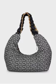 Two-tone textile bag with a signature print