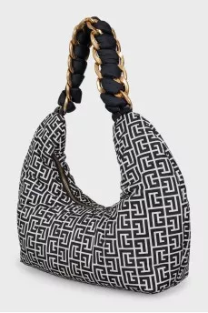 Two-tone textile bag with a signature print