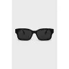 Brown rectangular frame sunglasses