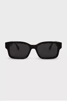Brown rectangular frame sunglasses
