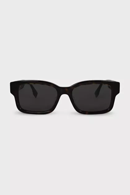 Brown rectangular frame sunglasses