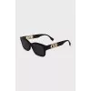 Brown rectangular frame sunglasses