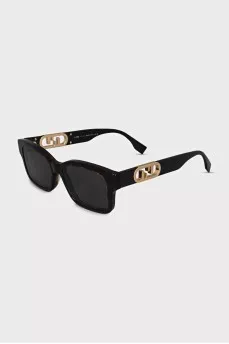 Brown rectangular frame sunglasses