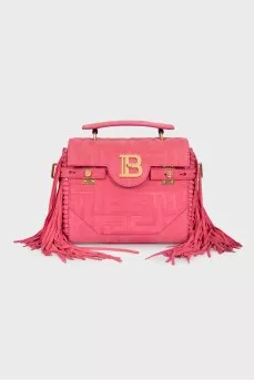 Pink suede bag with fringe