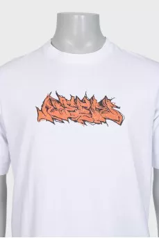 Men's white T-shirt with a bright print