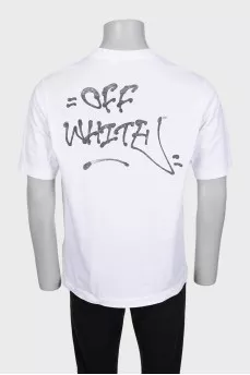 Men's white T-shirt with a bright print