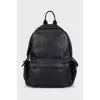 Men's leather backpack with patch pockets