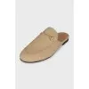 Textile clogs with a signature print and tag