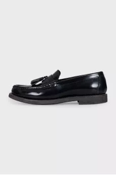 Leather loafers with front decoration