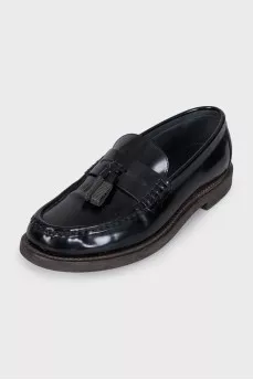 Leather loafers with front decoration