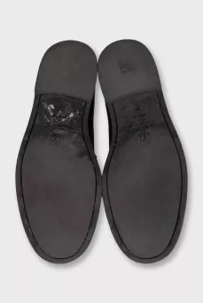 Leather loafers with front decoration