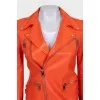 Orange leather jacket with a zipper