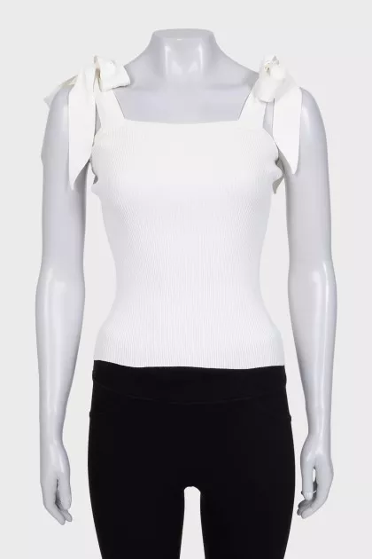 White tank top with ties on the shoulders