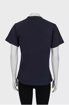 Blue straight-cut T-shirt with a print