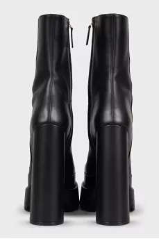 Leather ankle boots with heels and platforms