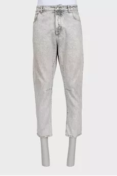 Men's gray mid-rise jeans