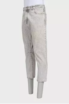 Men's gray mid-rise jeans