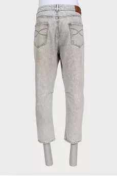 Men's gray mid-rise jeans
