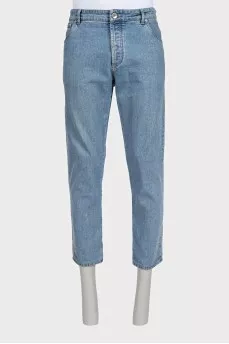 Men's light blue mid-rise jeans