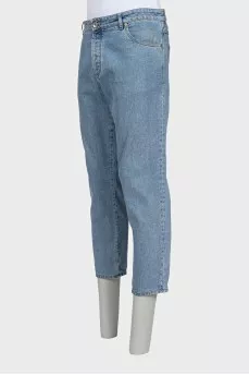 Men's light blue mid-rise jeans