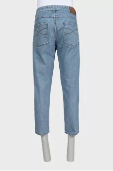 Men's light blue mid-rise jeans