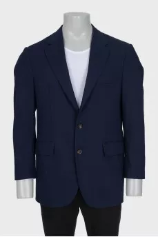 Men's blue single-breasted wool jacket