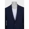 Men's blue single-breasted wool jacket