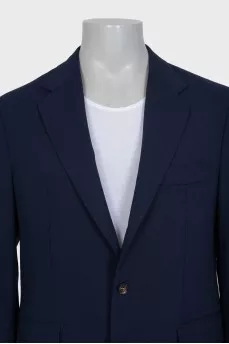 Men's blue single-breasted wool jacket