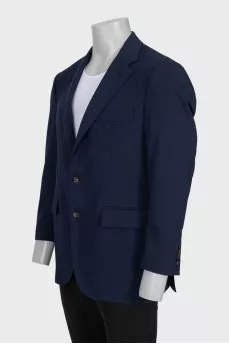 Men's blue single-breasted wool jacket