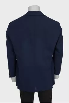 Men's blue single-breasted wool jacket
