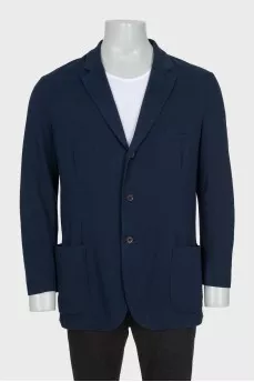 Men's straight blue button-down jacket