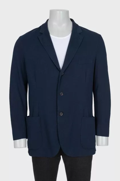 Men's straight blue button-down jacket
