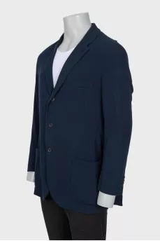 Men's straight blue button-down jacket