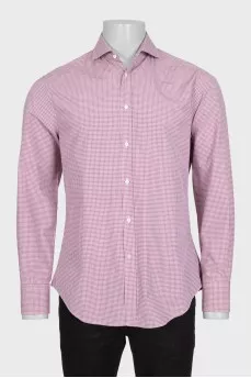 Men's straight shirt in a small check pattern