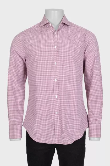 Men's straight shirt in a small check pattern