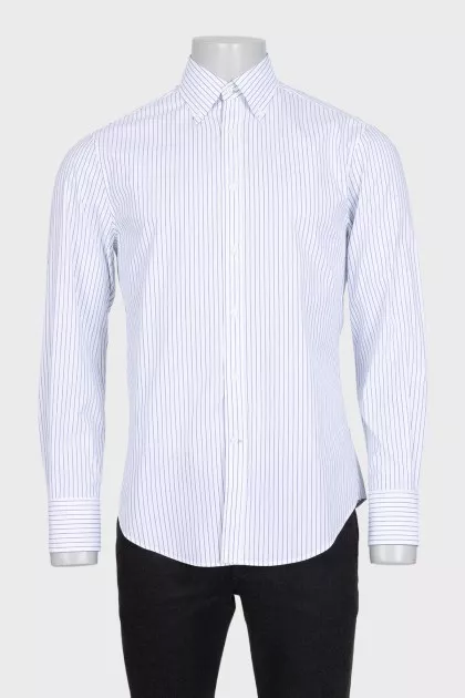 Men's straight-cut shirt with blue stripes