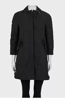 Straight button-down jacket with decoration