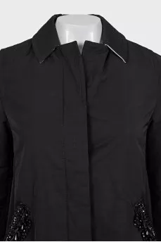 Straight button-down jacket with decoration