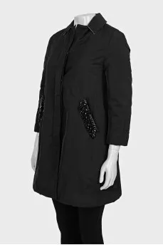 Straight button-down jacket with decoration