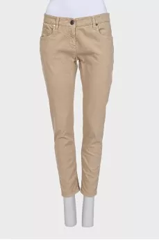 Beige mid-rise jeans