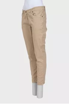 Beige mid-rise jeans